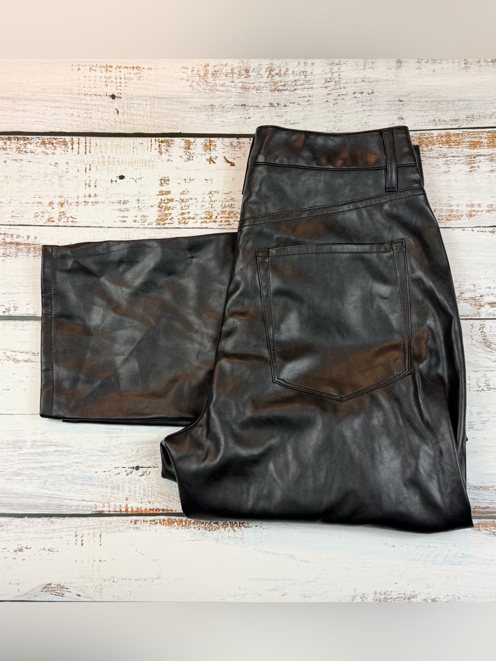 NEW Nine West Faux Black Leather Straight Leg Jeans - NWOT